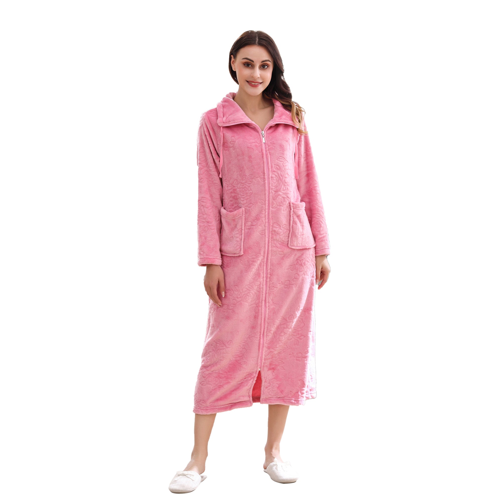 Pink Zip Up Dressing Gown - Matalan